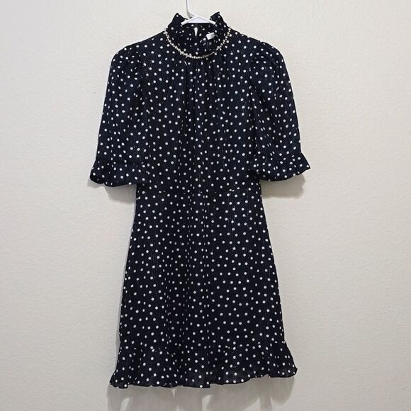 Sandro Pearl Crystal Polka Dot Mini Dress Size small (missing) - Picture 2 of 13